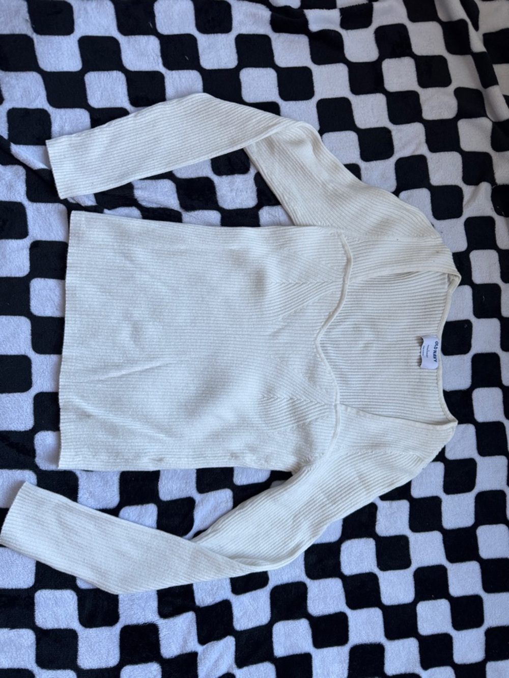 Old Navy Cream Ribbed Long Sleeve Sweater